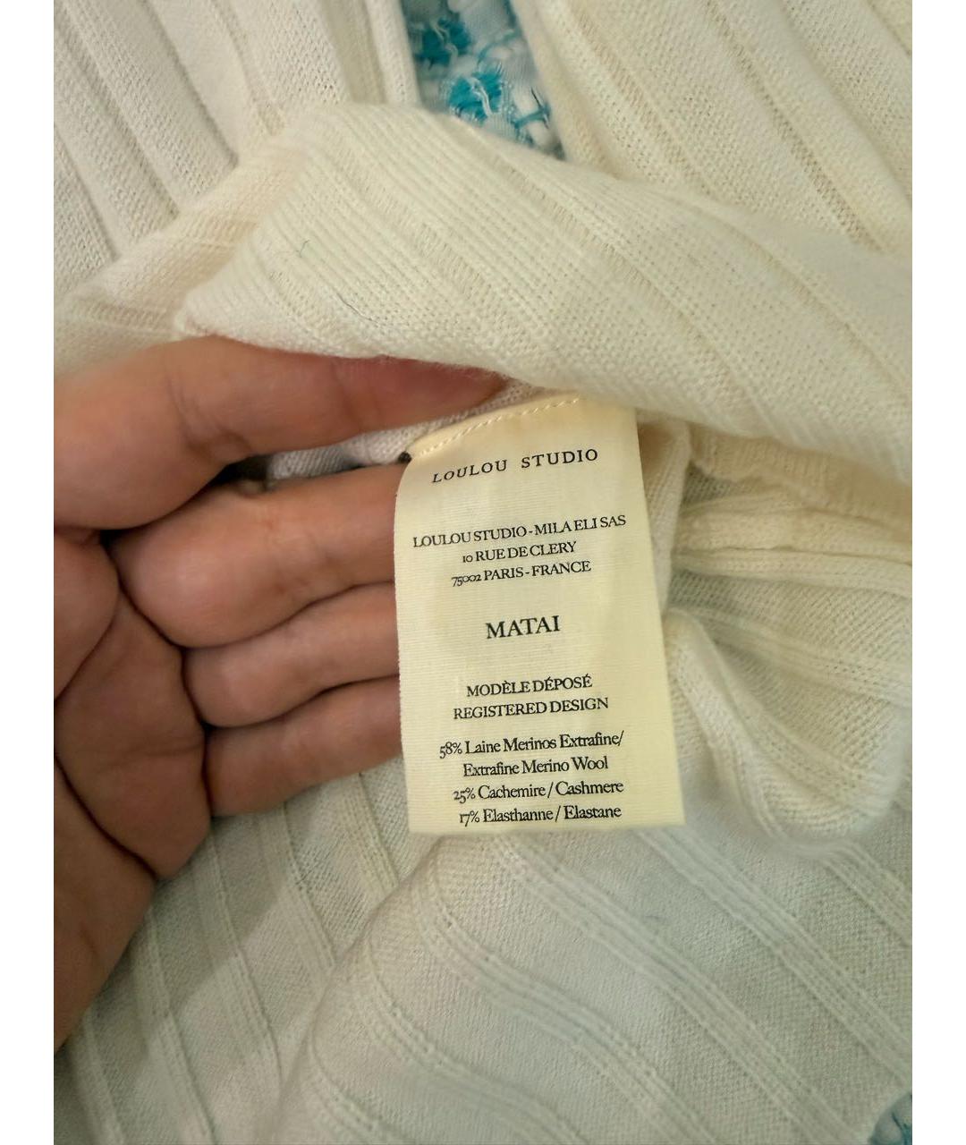 LOULOU STUDIO Белый шерстяной джемпер / свитер, фото 4