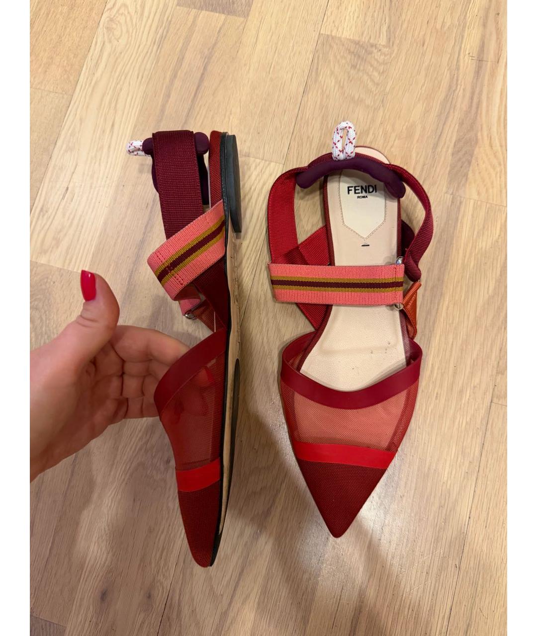 FENDI Бордовые балетки, фото 7