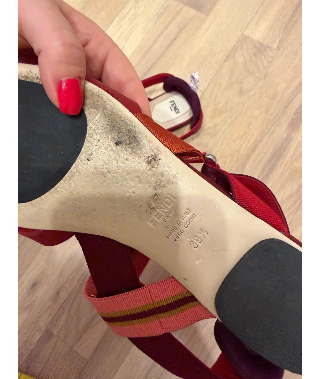 FENDI Бордовые балетки, фото 5