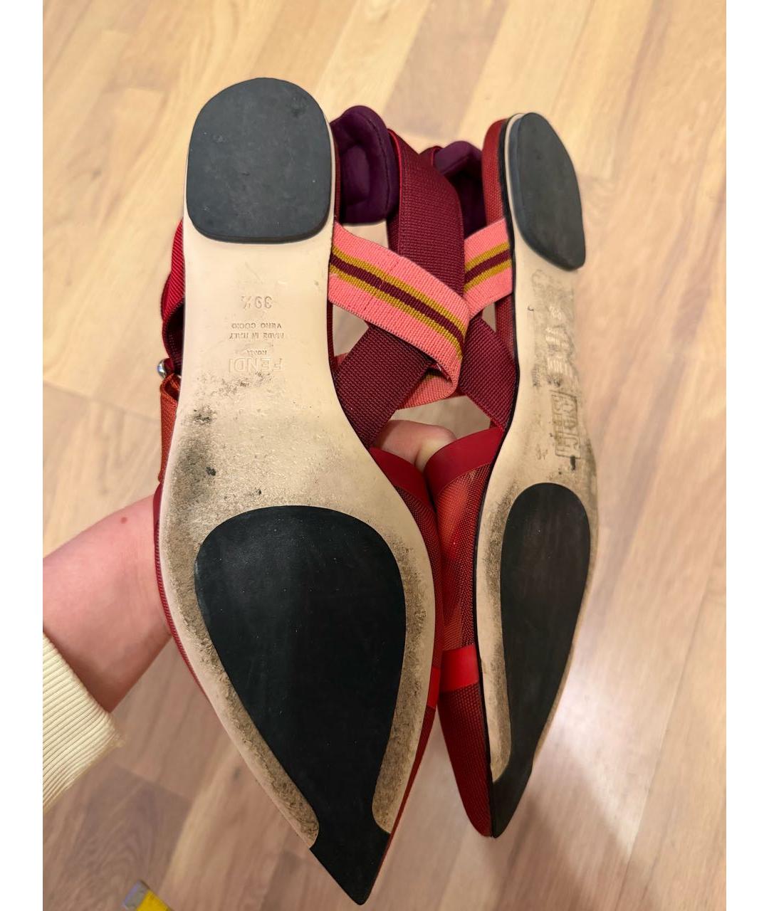 FENDI Бордовые балетки, фото 6