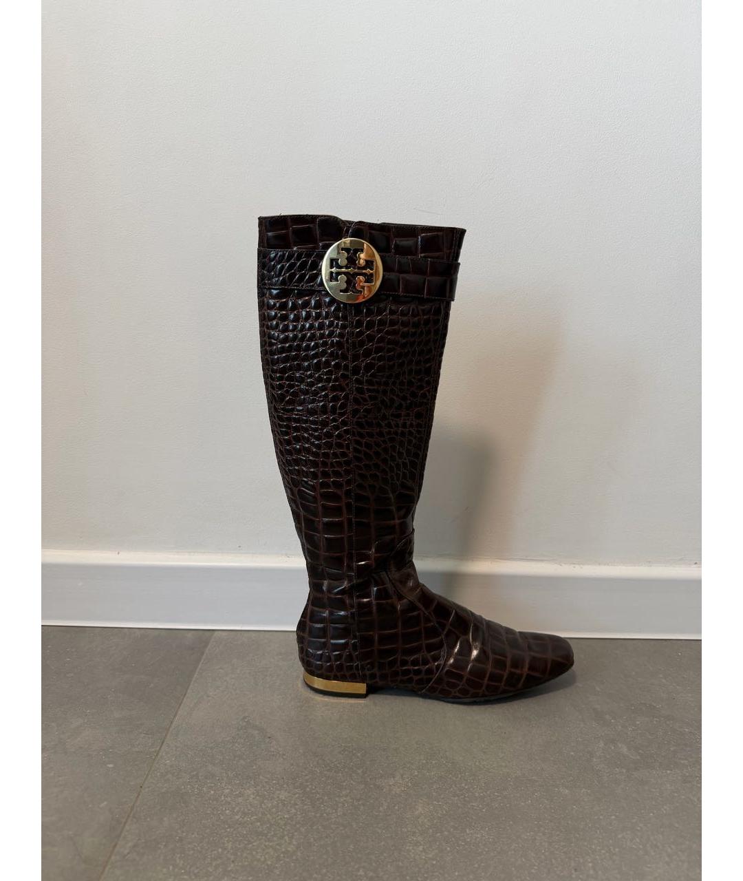 TORY BURCH Коричневые кожаные сапоги, фото 7