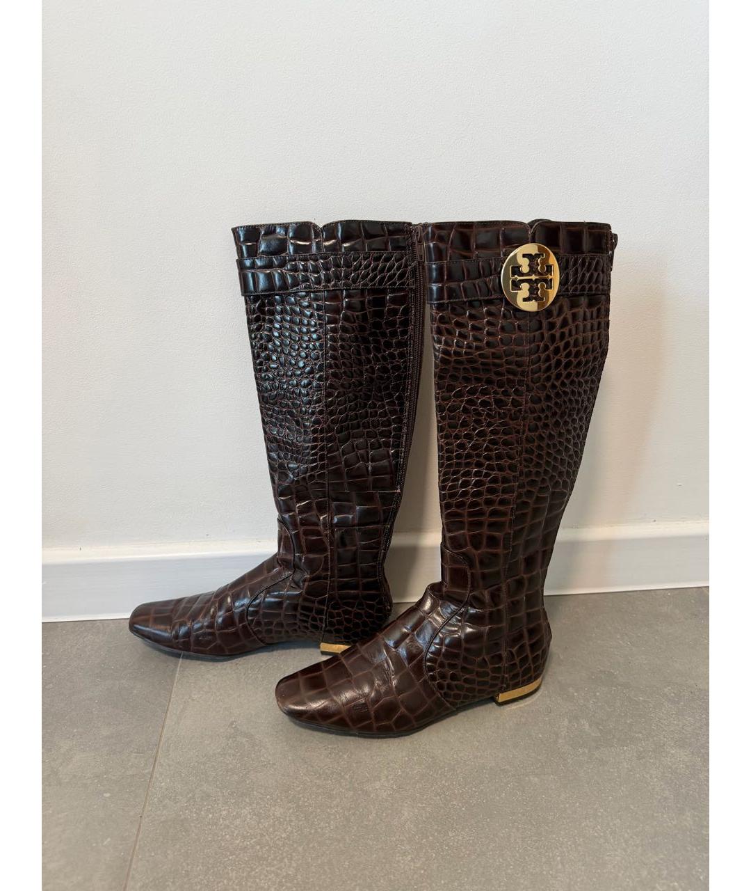TORY BURCH Коричневые кожаные сапоги, фото 3