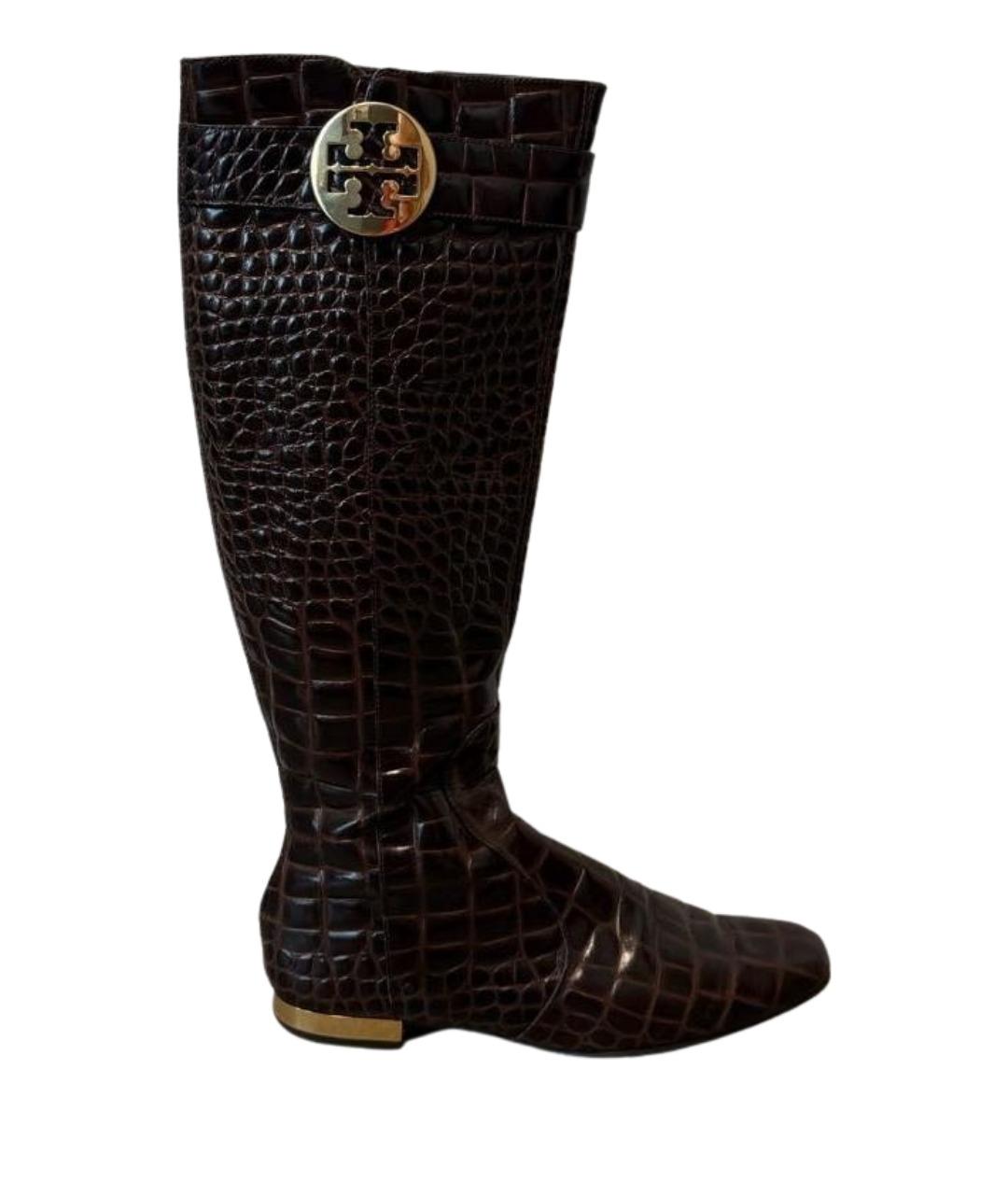TORY BURCH Коричневые кожаные сапоги, фото 1