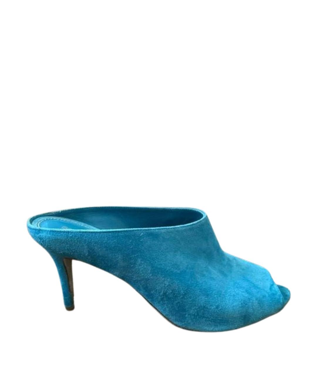 SERGIO ROSSI Голубые замшевые мюли, фото 1