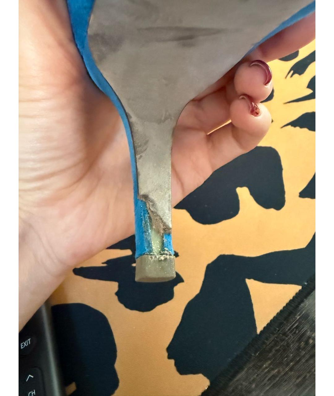 SERGIO ROSSI Голубые замшевые мюли, фото 7