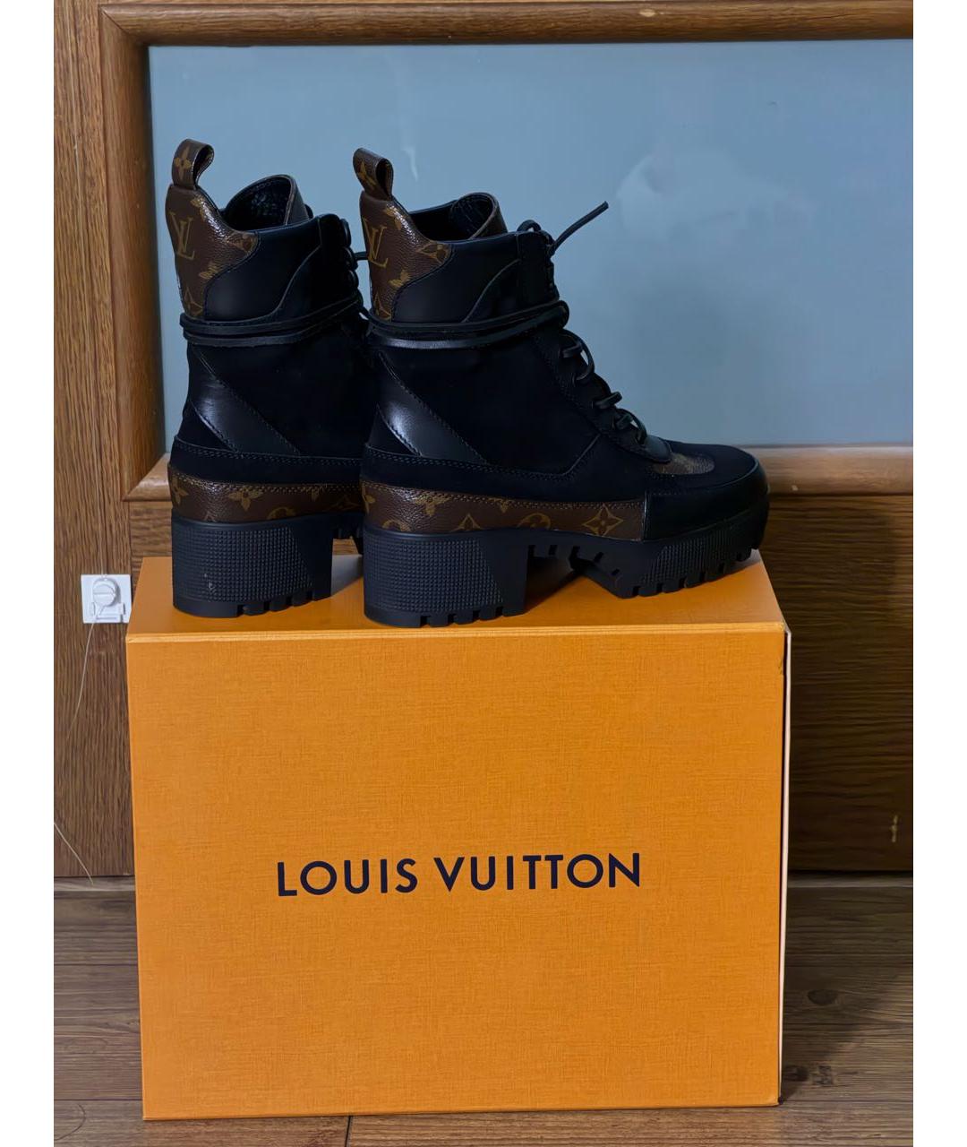 LOUIS VUITTON Черные кожаные полусапоги, фото 3