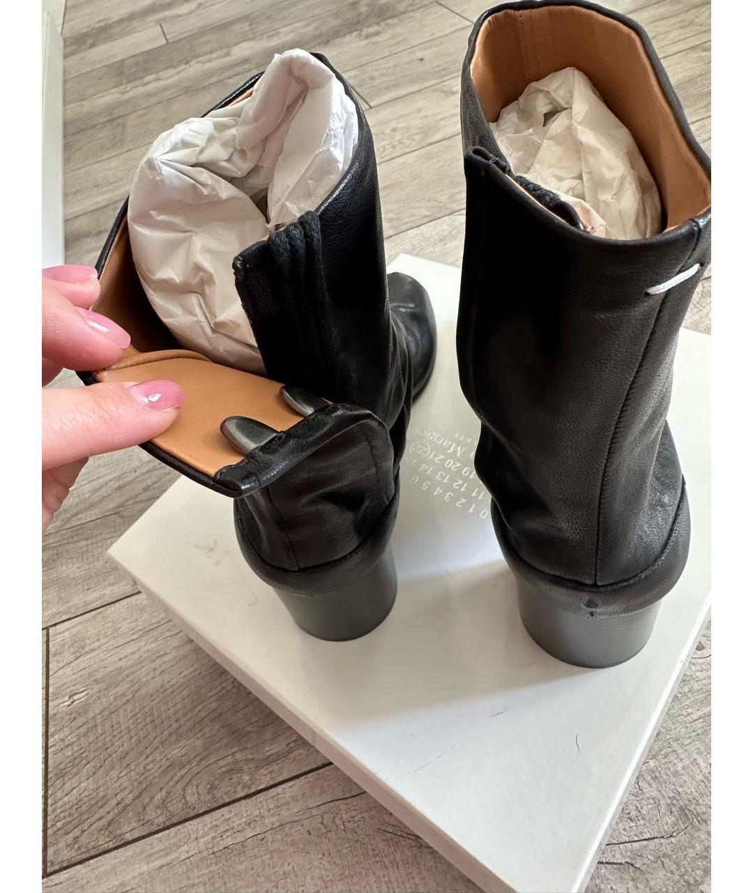 MAISON MARGIELA Черные кожаные ботильоны, фото 3