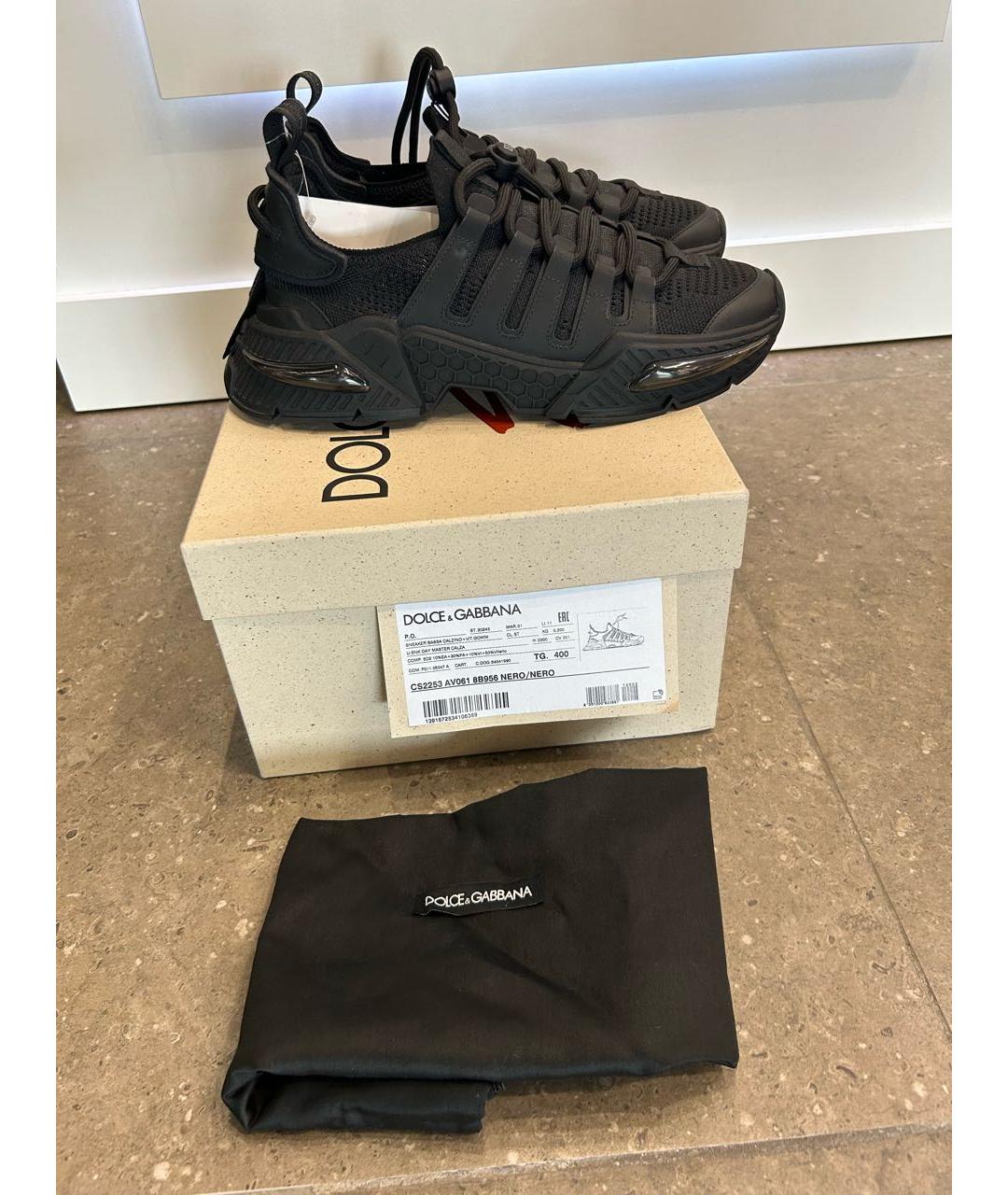 DOLCE&GABBANA Черные синтетические низкие кроссовки / кеды, фото 7