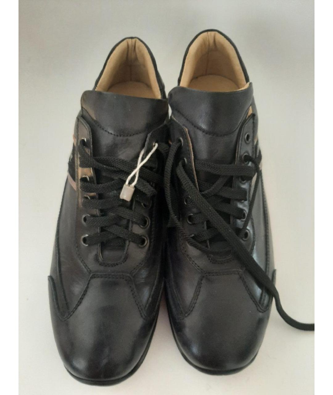 CESARE PACIOTTI Черные кожаные низкие кроссовки / кеды, фото 2