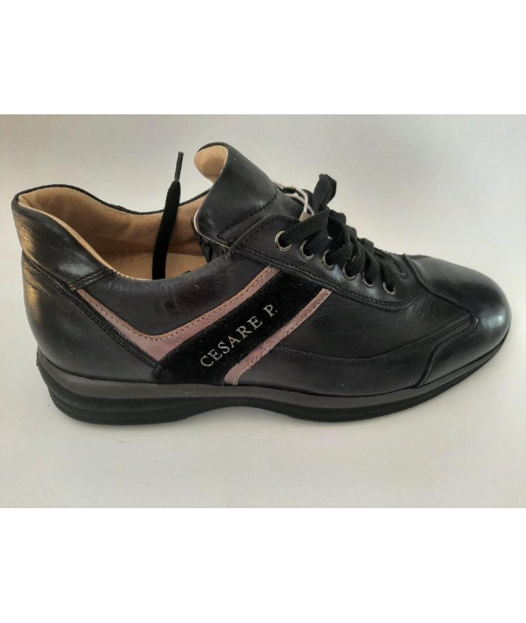 CESARE PACIOTTI Черные кожаные низкие кроссовки / кеды, фото 5