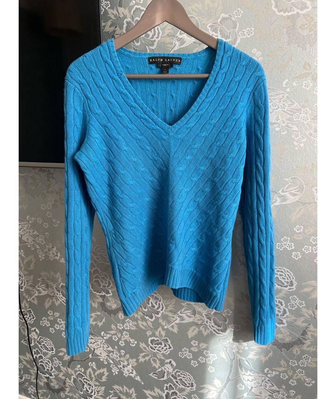 RALPH LAUREN Голубой кашемировый джемпер / свитер, фото 6