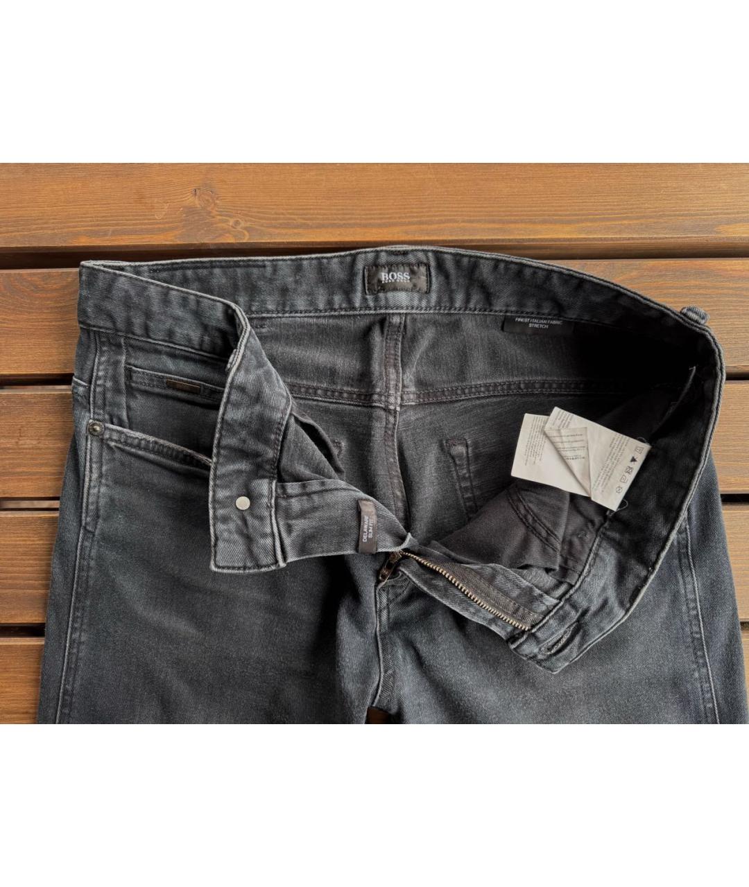 HUGO BOSS Антрацитовые хлопко-эластановые джинсы скинни, фото 3