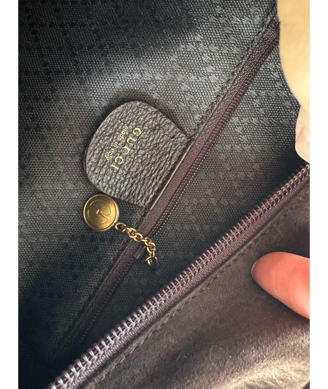 GUCCI Коричневая замшевая сумка с короткими ручками, фото 8