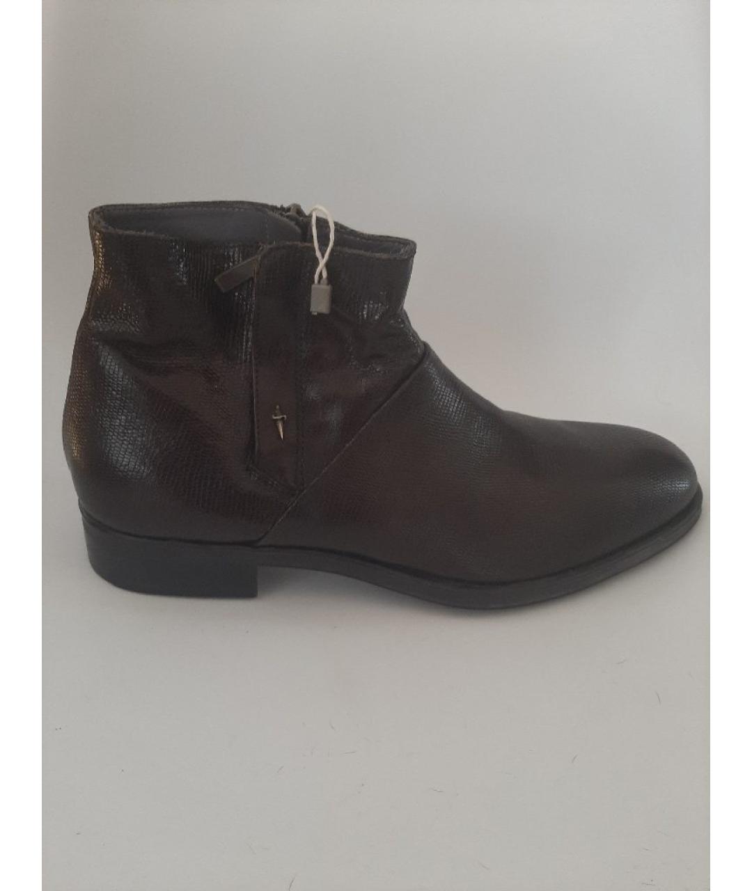 CESARE PACIOTTI Коричневые кожаные низкие ботинки, фото 5