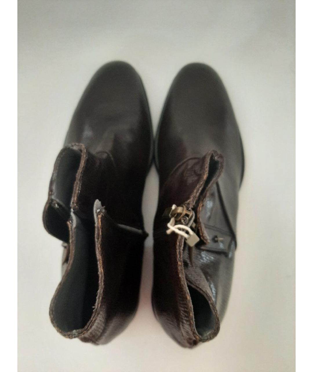 CESARE PACIOTTI Коричневые кожаные низкие ботинки, фото 3