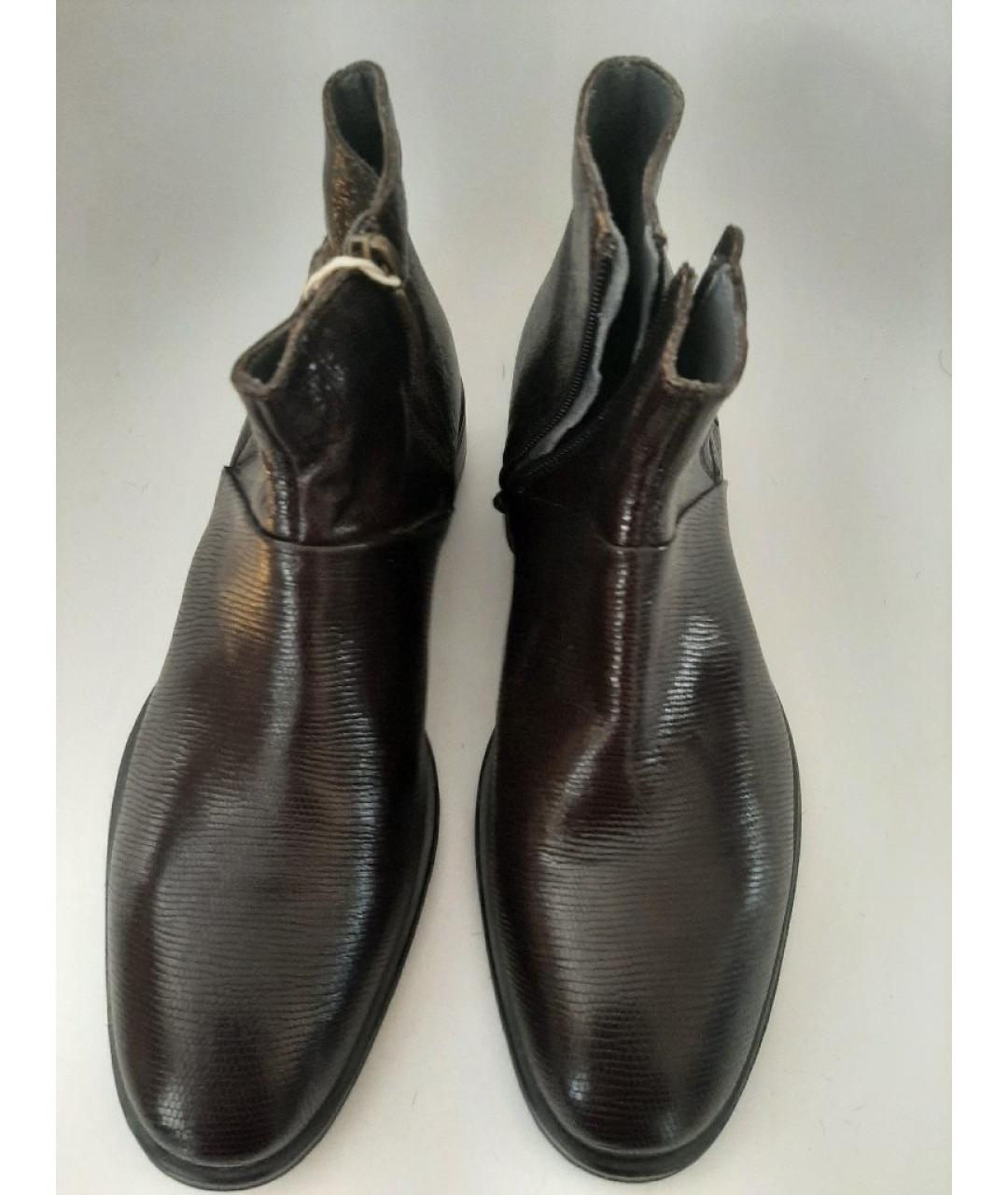 CESARE PACIOTTI Коричневые кожаные низкие ботинки, фото 2