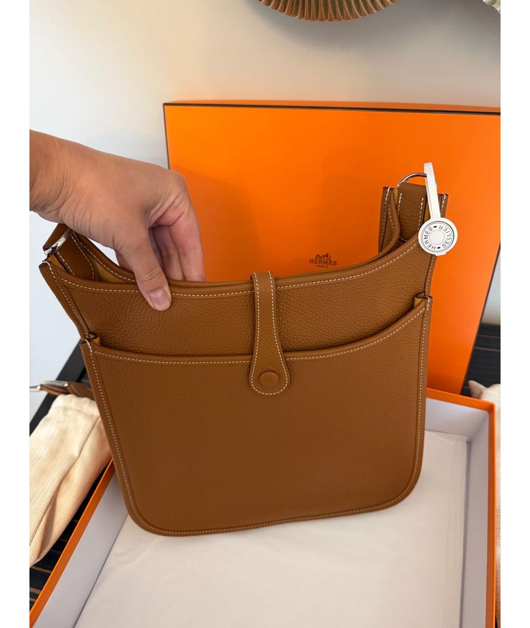 HERMES Коричневая кожаная сумка через плечо, фото 3