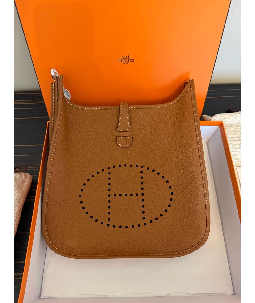HERMES Коричневая кожаная сумка через плечо, фото 9
