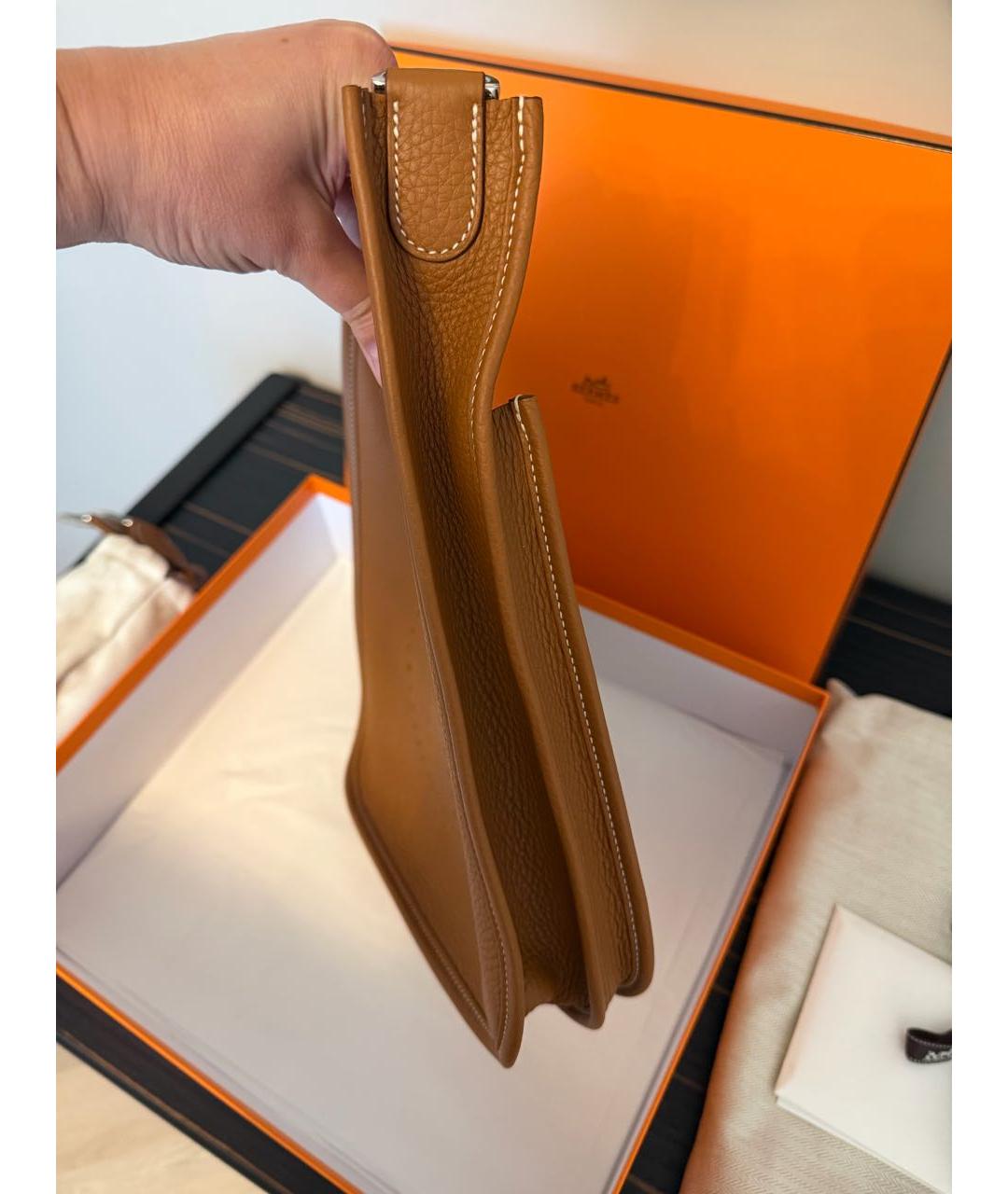 HERMES Коричневая кожаная сумка через плечо, фото 4