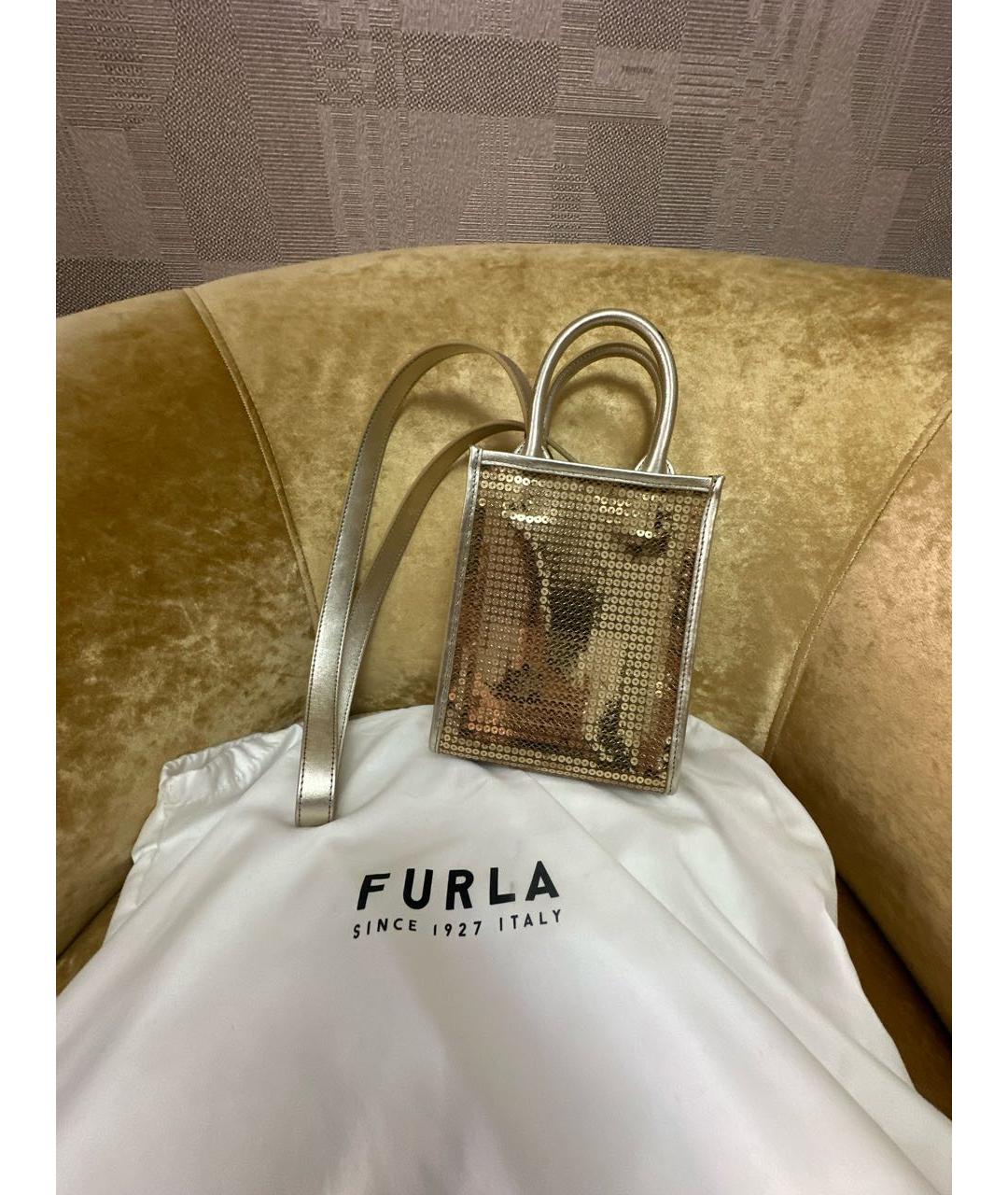FURLA Золотая сумка с короткими ручками, фото 3