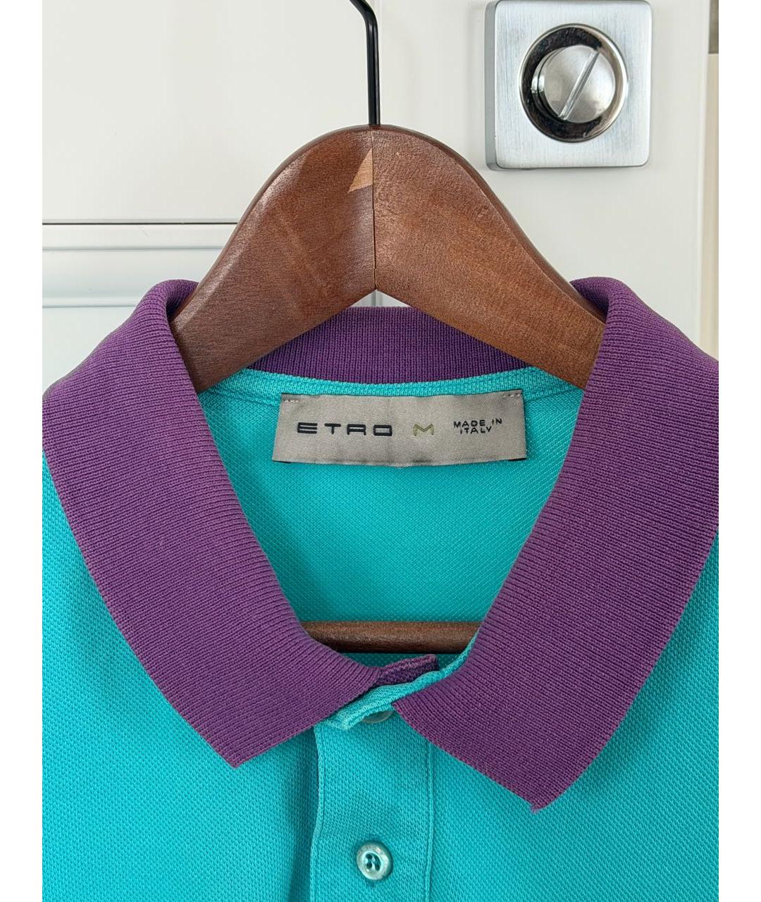 ETRO Бирюзовое хлопковое поло с коротким рукавом, фото 3