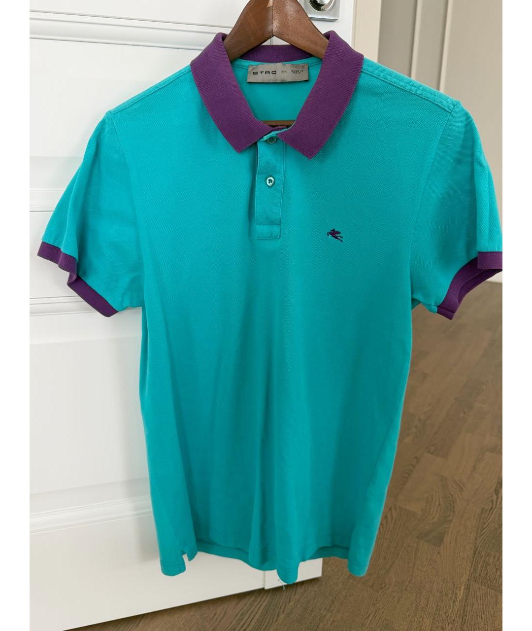 ETRO Бирюзовое хлопковое поло с коротким рукавом, фото 5