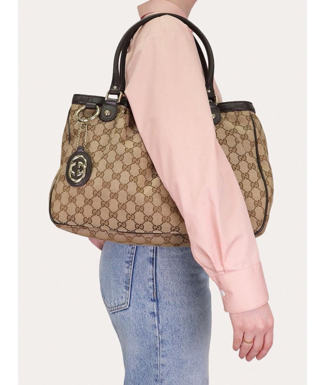 GUCCI Бежевая тканевая сумка тоут, фото 8