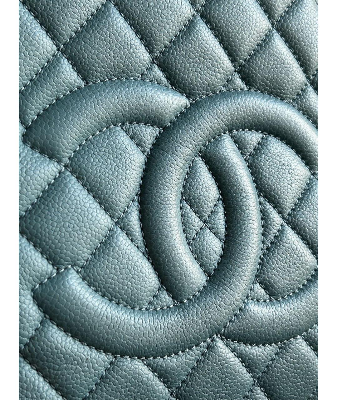 CHANEL Голубая кожаная сумка тоут, фото 8