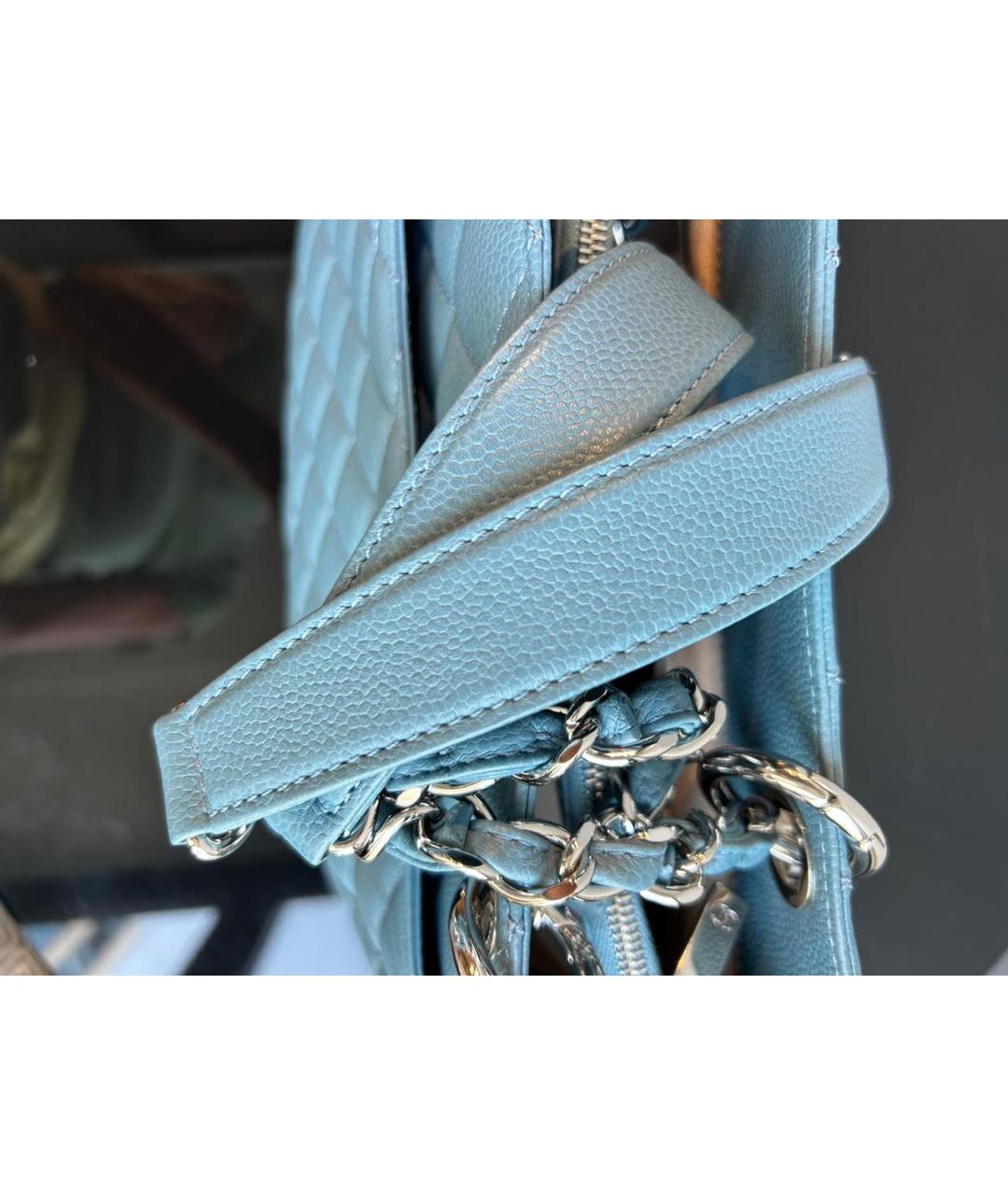 CHANEL Голубая кожаная сумка тоут, фото 8