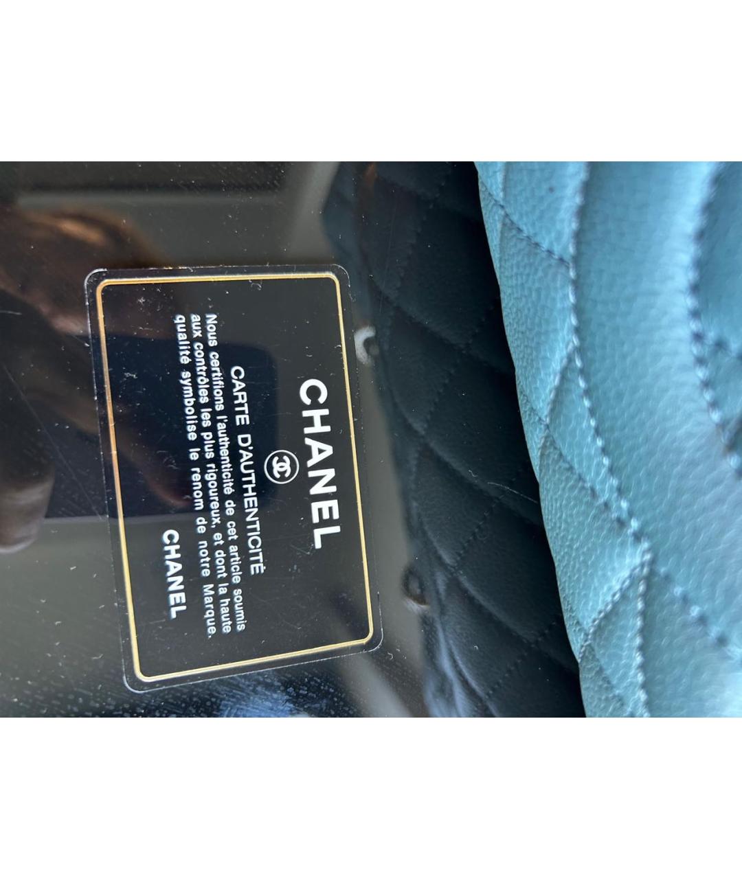 CHANEL Голубая кожаная сумка тоут, фото 5