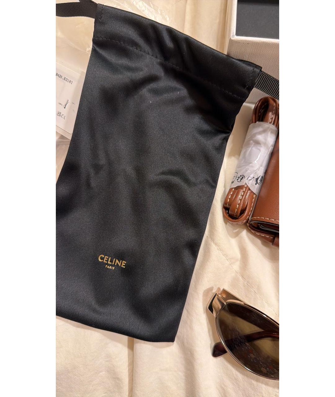 CELINE Золотые металлические солнцезащитные очки, фото 3