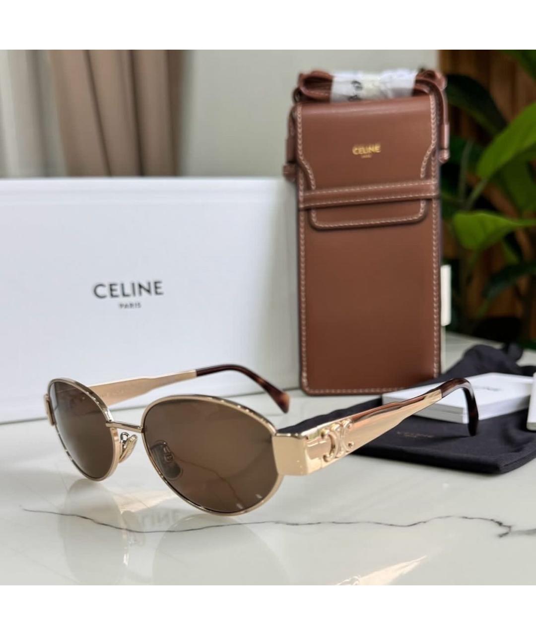 CELINE Золотые металлические солнцезащитные очки, фото 4