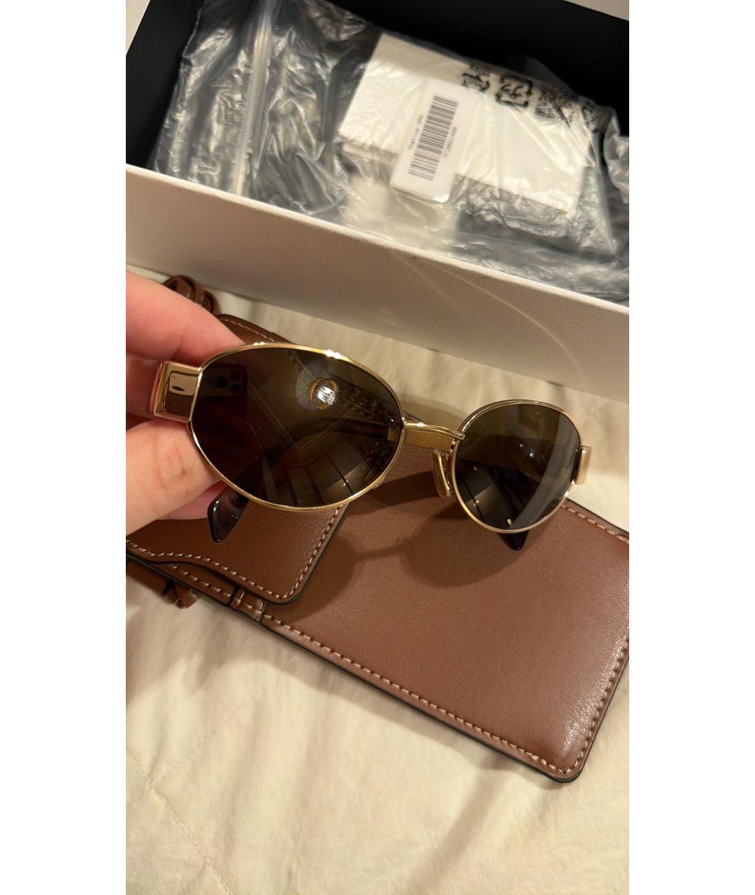 CELINE Золотые металлические солнцезащитные очки, фото 2