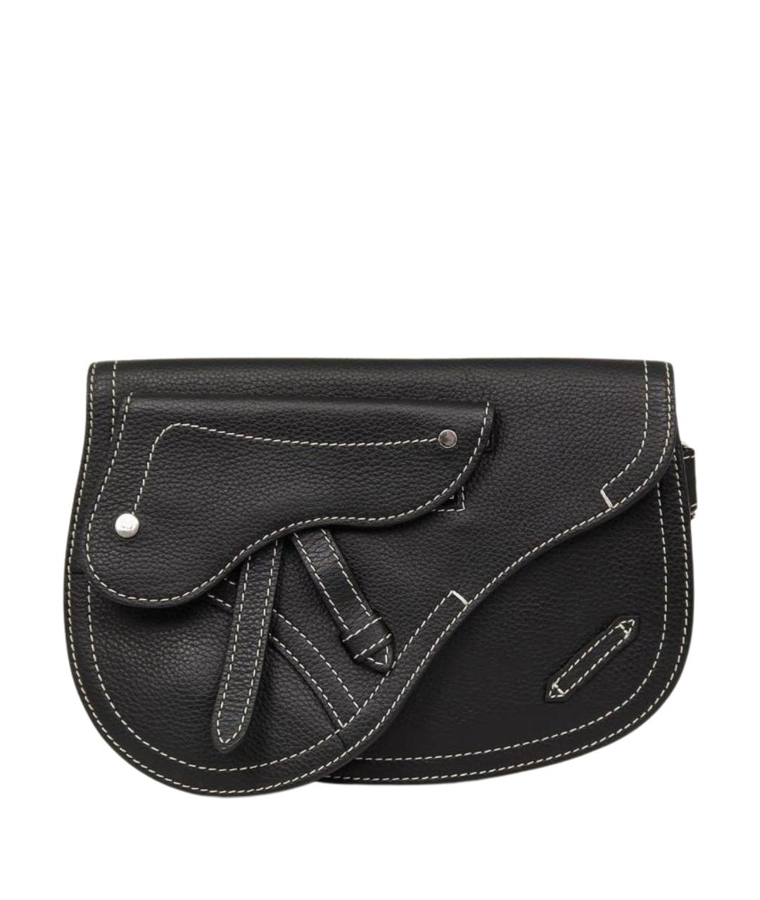 CHRISTIAN DIOR Черная кожаная сумка на плечо, фото 1