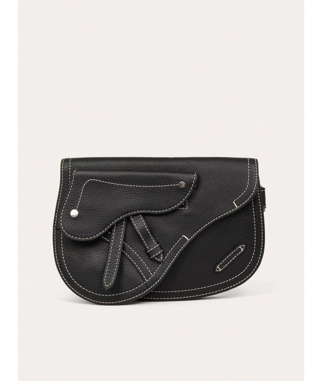 CHRISTIAN DIOR Черная кожаная сумка на плечо, фото 9