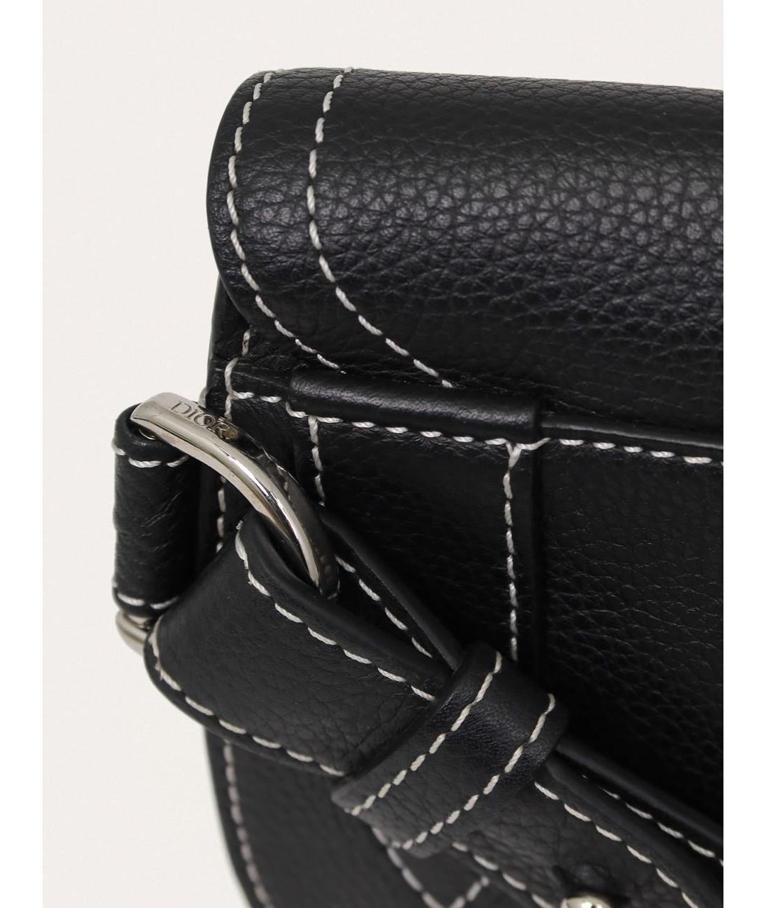CHRISTIAN DIOR Черная кожаная сумка на плечо, фото 7