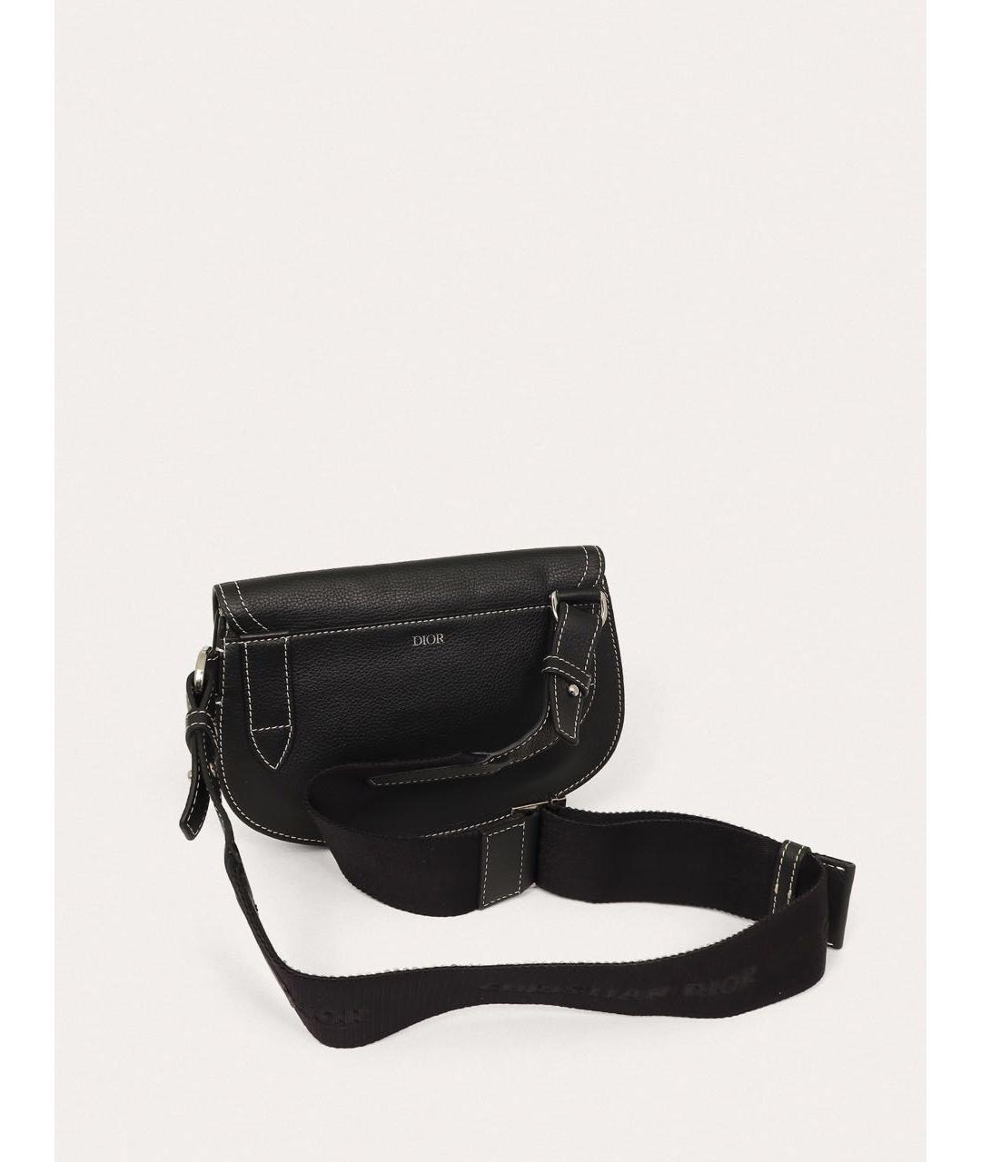 CHRISTIAN DIOR Черная кожаная сумка на плечо, фото 3