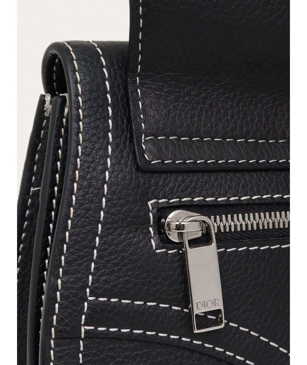 CHRISTIAN DIOR Черная кожаная сумка на плечо, фото 5