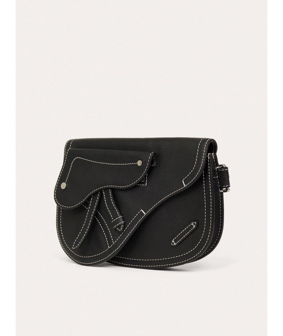 CHRISTIAN DIOR Черная кожаная сумка на плечо, фото 2