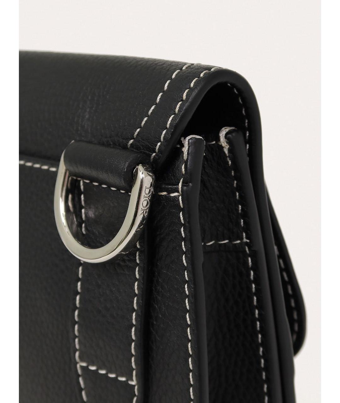 CHRISTIAN DIOR Черная кожаная сумка на плечо, фото 6