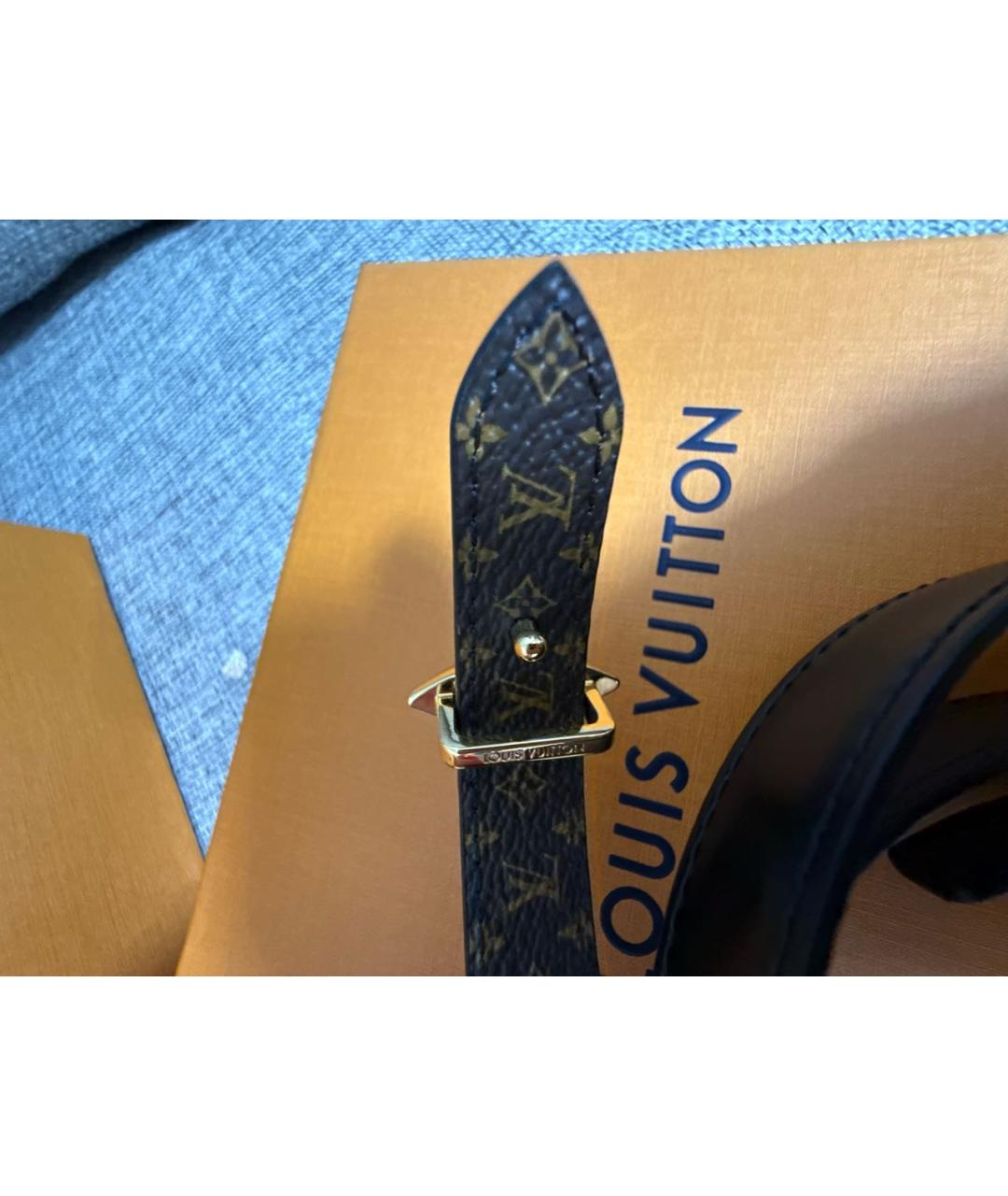 LOUIS VUITTON Черный кожаный ремень, фото 4