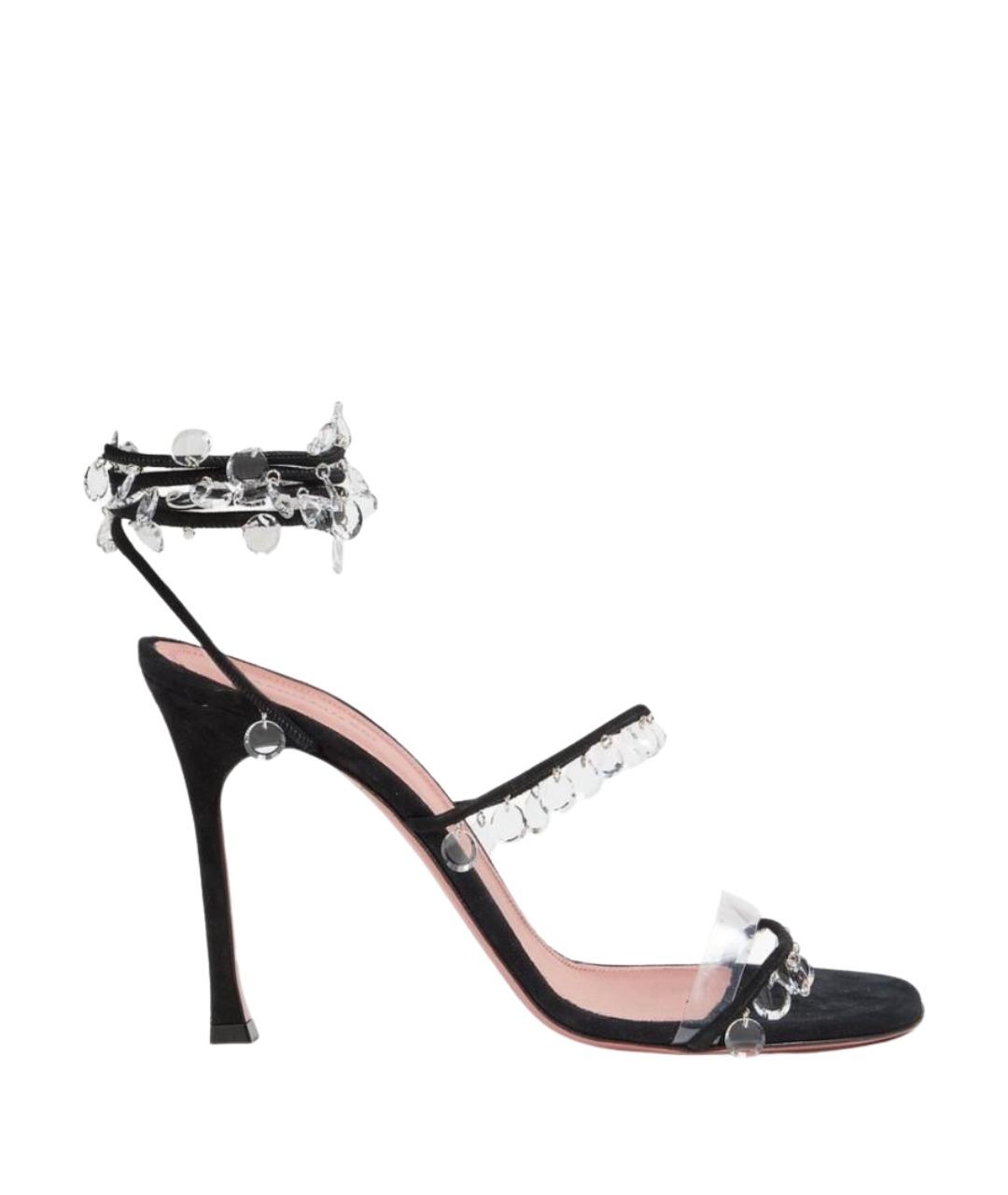 Amina Muaddi Черные замшевые босоножки, фото 1