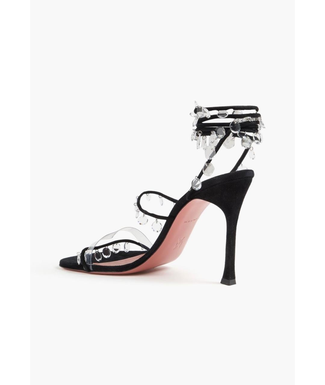 Amina Muaddi Черные замшевые босоножки, фото 3