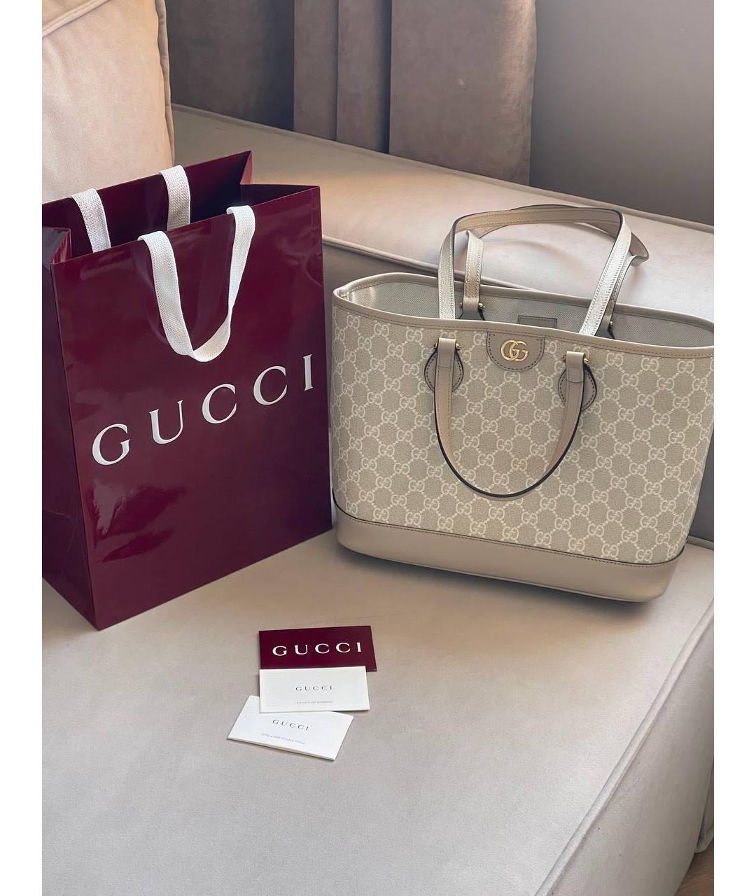 GUCCI Бежевая кожаная сумка через плечо, фото 2