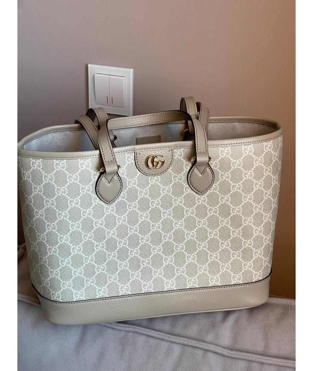 GUCCI Бежевая кожаная сумка через плечо, фото 5