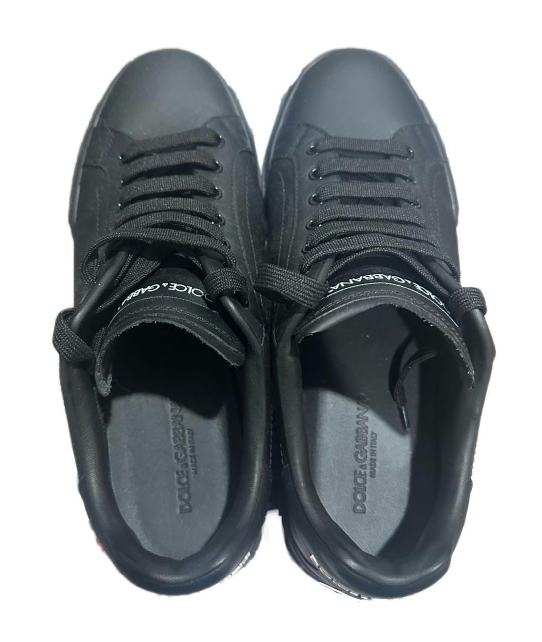 DOLCE&GABBANA Черные кожаные низкие кроссовки / кеды, фото 3