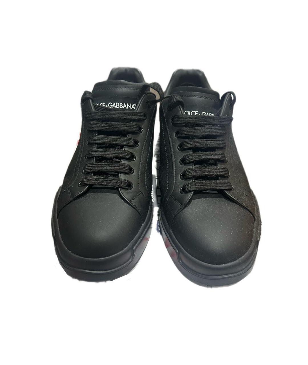 DOLCE&GABBANA Черные кожаные низкие кроссовки / кеды, фото 2