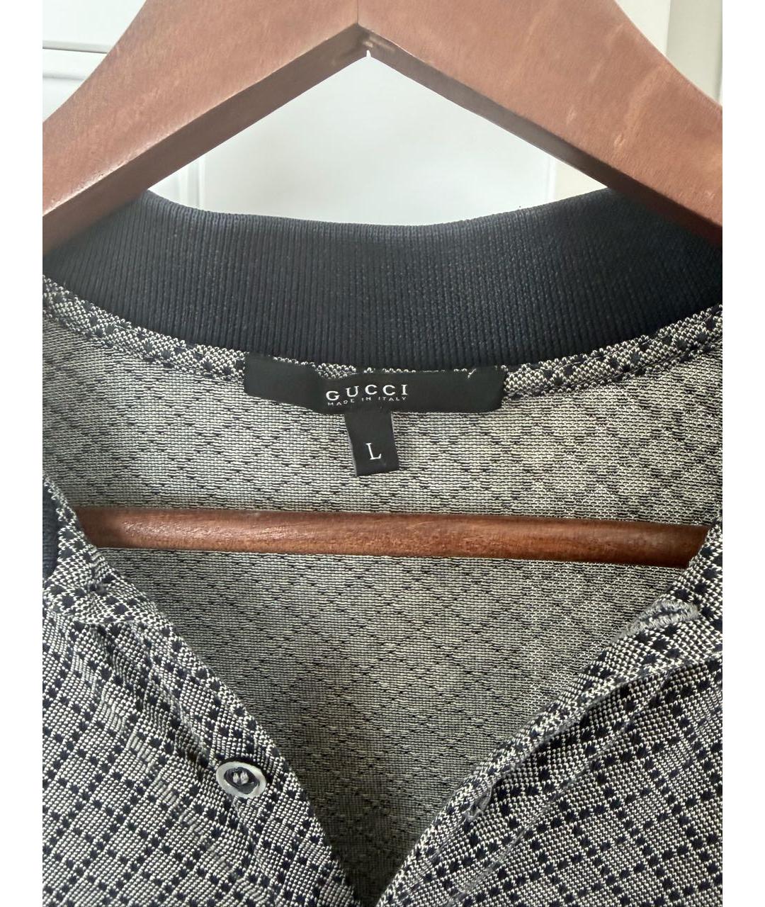 GUCCI Антрацитовое хлопковое поло с коротким рукавом, фото 3