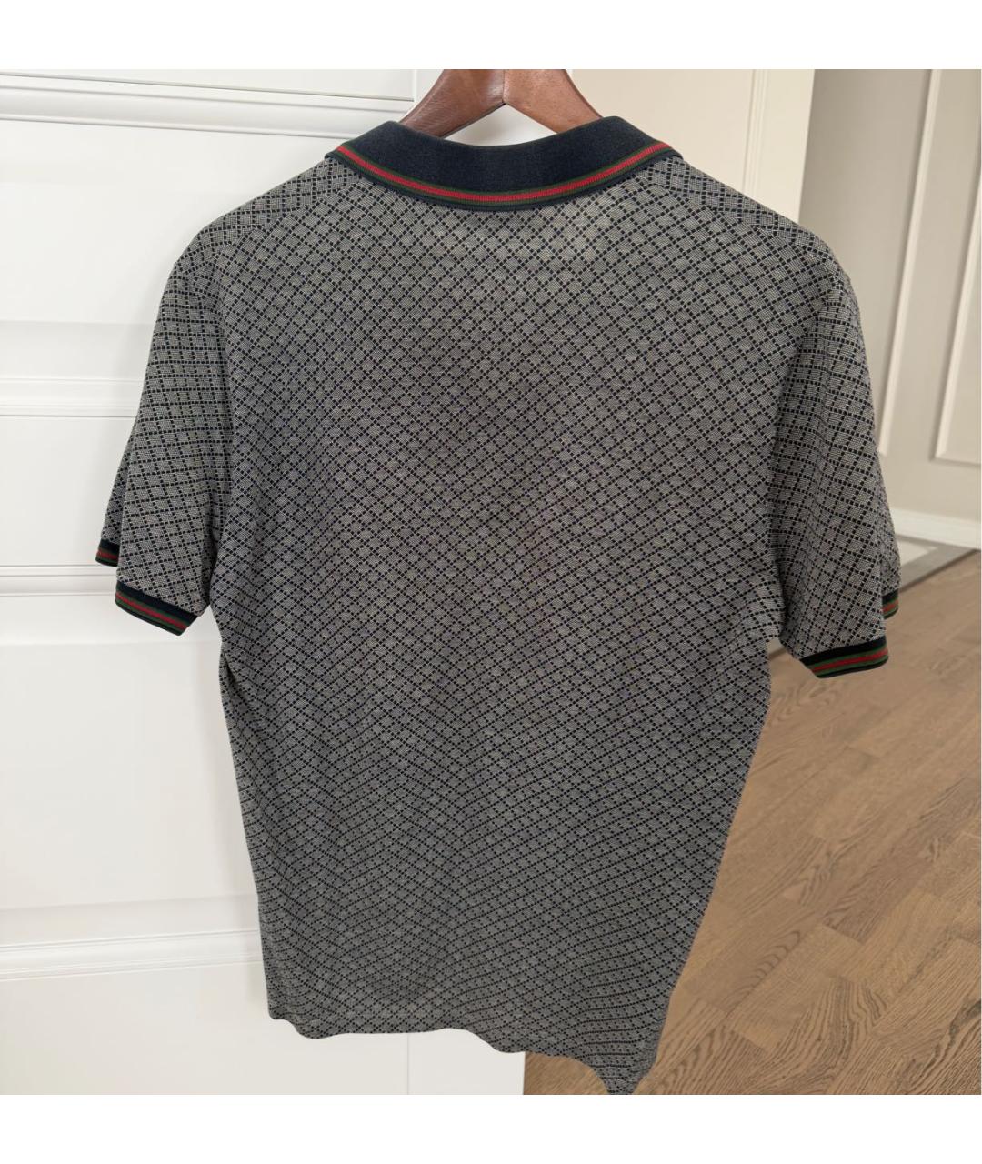 GUCCI Антрацитовое хлопковое поло с коротким рукавом, фото 2