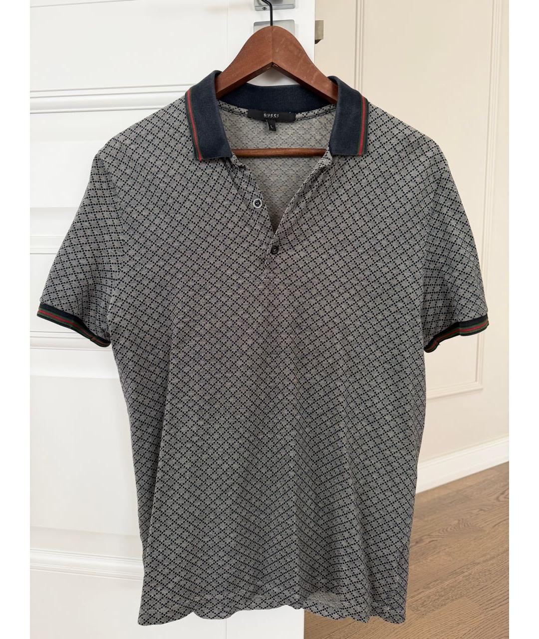 GUCCI Антрацитовое хлопковое поло с коротким рукавом, фото 5